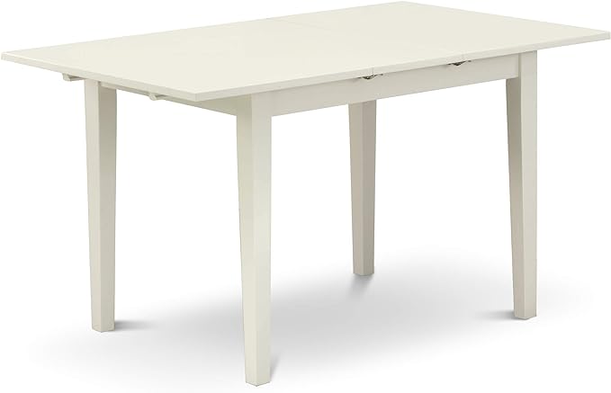 East West Furniture NODA5-LWH-C 5 Piece Kitchen Table & Chairs Set Includes a Rectangle Dining Table with Butterfly Leaf and 4 Linen Fabric Dining Room Chairs, 32x54 Inch, Linen White - LeafyLoom
