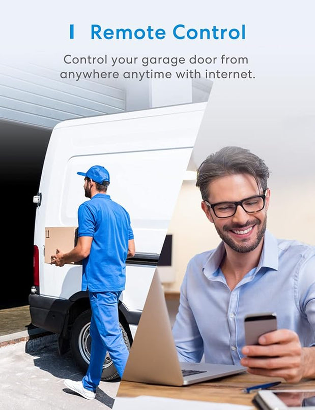 meross Smart Garage Door Opener Remote with External Antenna, Up to 3 Single Doors, Compatible with Apple HomeKit, Amazon Alexa, Google Assistant, SmartThings, App Control, No Hub Needed meross