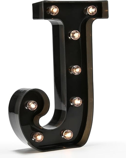 Light Up Black Alphabet Marquee Letters Sign LED Marquee Number Lights Sign for Night Light Home Bar Christmas Lamp Wedding Party Birthday Decoration J - LeafyLoom