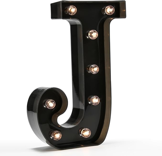 Light Up Black Alphabet Marquee Letters Sign LED Marquee Number Lights Sign for Night Light Home Bar Christmas Lamp Wedding Party Birthday Decoration J - LeafyLoom