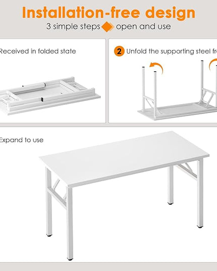 Need 47 inches Computer Desk Office Desk Folding Table with BIFMA Certification Computer Table Workstation, White AC5DW-120 - LeafyLoom