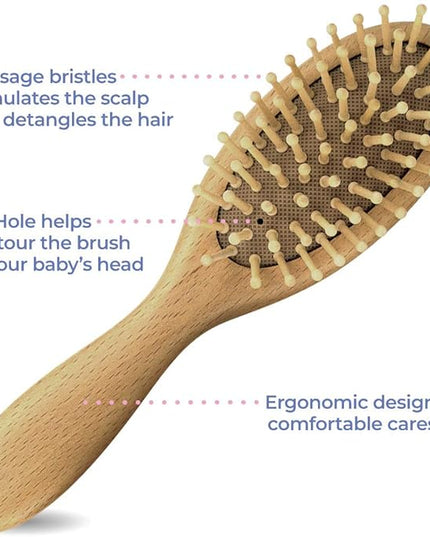 OCCObaby Wooden Baby Hairbrush Set for Newborns & Toddlers - Baby Comb for Cradle Cap - Baby Comb and Brush Set for Baby Grooming - Baby Scalp Brush for Cradle Cap - Toddler Comb - LeafyLoom