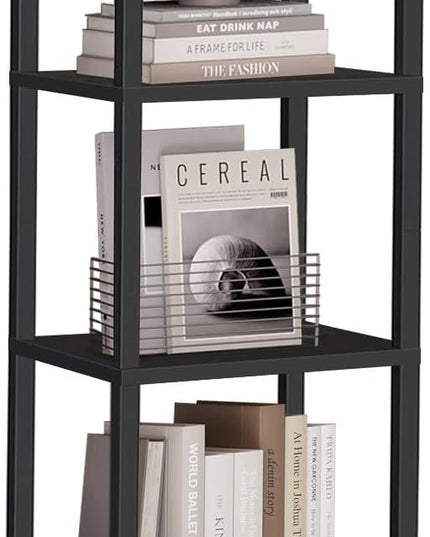 TUTOTAK Bookshelf, 6-Tier Tall Book Shelf, Narrow Bookcase for Small Space, DIY Stackable Bookshelf, for Living Room, Office, Study, Entryway, Industrial, Black BS01BK006 - LeafyLoom