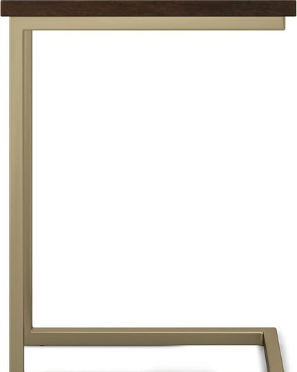 SIMPLIHOME Skyler SOLID MANGO WOOD and Metal 18 inch Wide Rectangle C Side Table in Dark Brown and Gold, Fully Assembled , for the Living Room and Bedroom - LeafyLoom