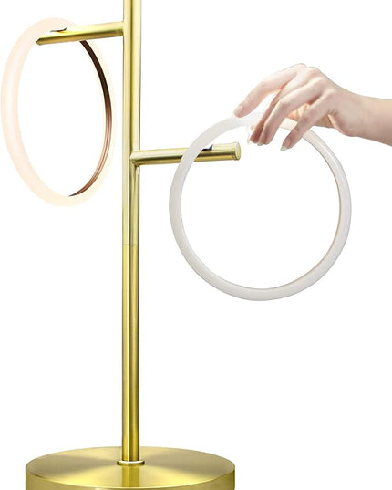 Brightech Saturn Table Lamp, Great Living Room Decor, Desk Tree Lamp for Offices, Contemporary Lamp for Living Rooms, Nightstand Lamp with 2 LED Lights for Bedroom Reading - Brass - LeafyLoom
