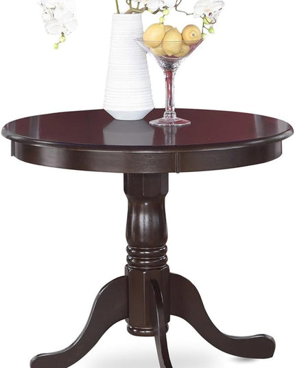 East West Furniture ANPF5-CAP-C 5 Piece Set Includes a Round Kitchen Table with Pedestal and 4 Linen Fabric Upholstered Dining Chairs, 36x36 Inch - LeafyLoom