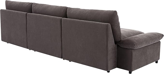 Morden Soft Linen Upholstered 3 Seater Cloud Sofa Couch Super Deep Seat Sleeper Sofa&Couch with Removable Back Cushions and Storage Armrests for Living Room, Apartment, Office, 119.5", Gray-402 - LeafyLoom