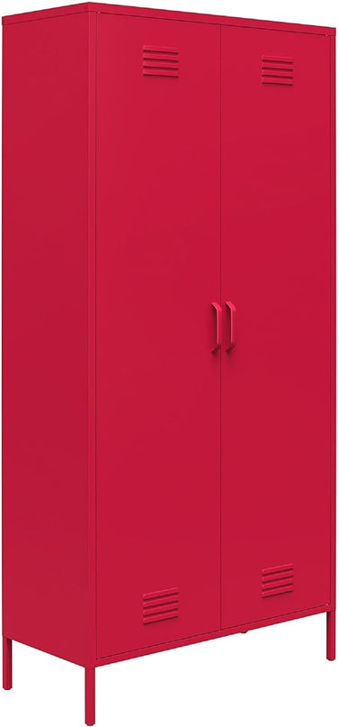 Novogratz Cache 2 Door Tall Metal Locker Style Storage Cabinet, Magenta - LeafyLoom