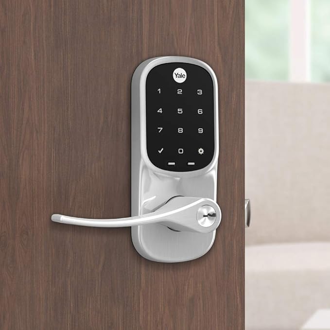 Yale Assure Lever Entry Door Lock with Wi-Fi Connected Touchscreen, Satin Nickel Smart Keypad Door Lock with Handle, Back-Up Key, and Z-Wave Compatibility, YRL226-ZW2-619 Yale