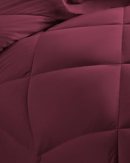 CozyLux Queen Comforter Set with Sheets 7 Pieces Bed in a Bag Burgundy All Season Bedding Sets with Comforter, Pillow Shams, Flat Sheet, Fitted Sheet and Pillowcases, Red, Queen - LeafyLoom