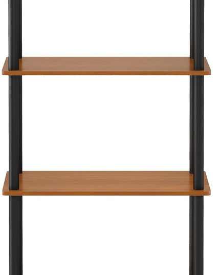 Furinno (99557LC/BK) Turn-N-Tube 4-Tier Multipurpose Shelf Display Rack - Light Cherry/Black - LeafyLoom