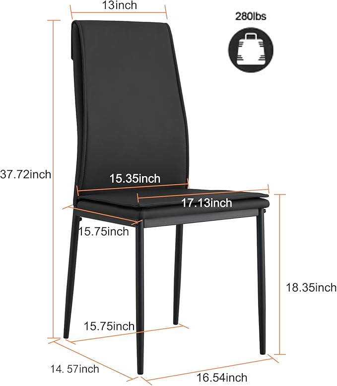 NicBex Haerin-SD-00288-LWJ Dining Chairs, 17.1"x14.6"x37.7", Black - LeafyLoom