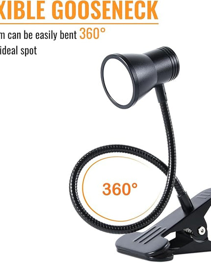 Clip Desk Lamp, USB Reading Light, Flexible Neck Led Clamp Light with 3 Color Temperature Options, 10 Dimmable Brightness Levels for Working, Studying (8W) - LeafyLoom
