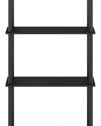Furinno Turn-N-Tube 4-Tier Multipurpose Shelf Display Rack, Round Tubes, Americano/Black - LeafyLoom