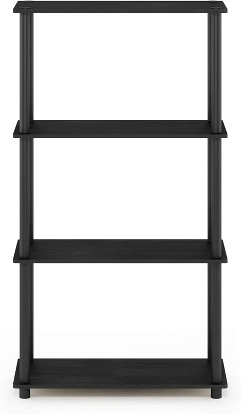 Furinno Turn-N-Tube 4-Tier Multipurpose Shelf Display Rack, Round Tubes, Americano/Black - LeafyLoom