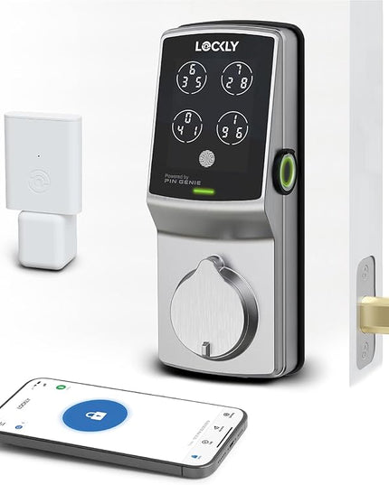 Lockly Secure Pro Wi-Fi Smart Door Lock, Keyless Entry with PIN Genie® Digital Keypad, 3D Biometric Fingerprint Sensor Front Door Lock Deadbolt, Voice Control & Auto Lock - Deadbolt Edition Lockly
