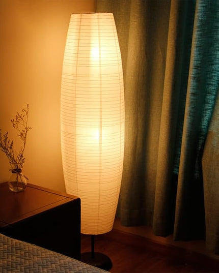 Rice Paper Floor Lamp Shade, Foldable and Minimalist style Paper Lamps Classic Modern Paper Floor Light Bulb Cage Guard for Living Room Bedroom Décor - LeafyLoom