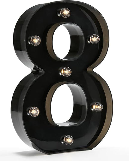 Light Up Black Alphabet Marquee Number Sign LED Marquee Number Lights Sign for Night Light Home Bar Christmas Lamp Birthday Party Wedding Decoration 8 - LeafyLoom