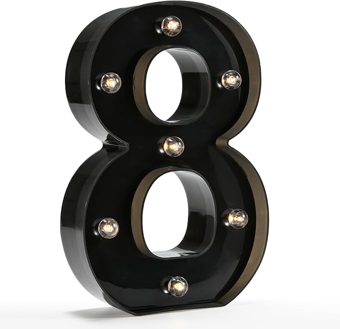 Light Up Black Alphabet Marquee Number Sign LED Marquee Number Lights Sign for Night Light Home Bar Christmas Lamp Birthday Party Wedding Decoration 8 - LeafyLoom