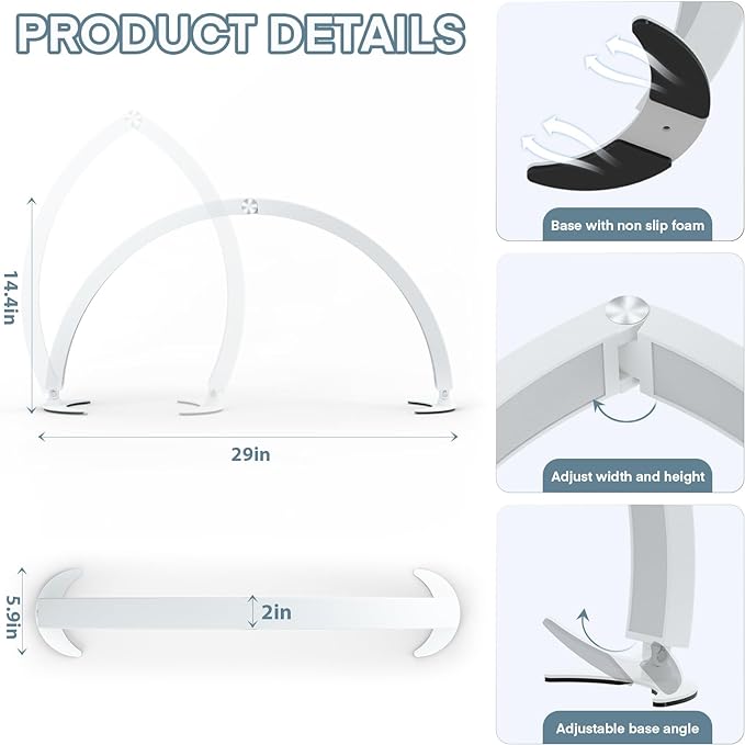 MYSWEETY Half Moon Light for Desk, 29'' 40W Led Nail Tech Desk Lamp, Half Moon Table Lamp with Remote, Stepless Dimming Color Temperature, Lash Light for Eyelash Extensions, Tattoo, Beauty - LeafyLoom