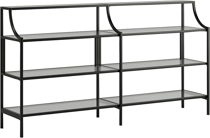 Sauder Harvey Park Bookcase/Book Shelf and Console Table, Black Finish - LeafyLoom