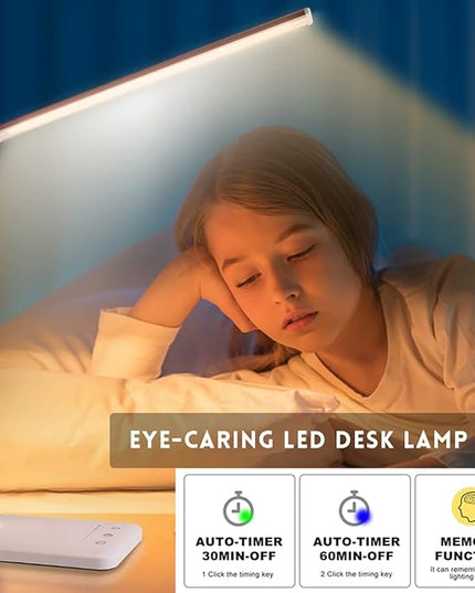 Led Desk Lamp, Desk Lamp with USB Charging Port, 5 Color Modes, 10 Brightness, Natural Light, Eye Caring Reading Lamp, Desk Light for Home Office, Table Lamp, Touch Control, Auto-Timer, Pink - LeafyLoom