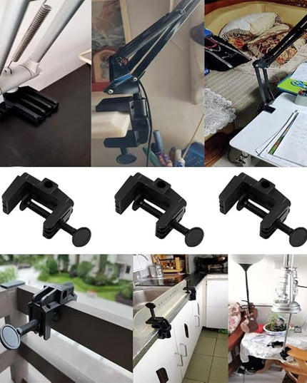 3 Pack Desk Lamp Swing Arm Clamp Replacement Clip Non-Marring Plastic Bracket Stand Base Holder for Desktop Architect Adjustable Gooseneck Table Lamp LED Light Microphone Camera Scissor Arms - LeafyLoom