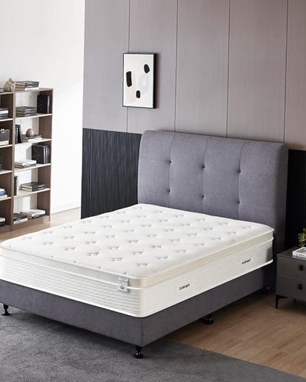 Oliver & Smith 12 Inch Hybrid Twin Bed Mattress Pocketed Coil Spring High Density Cold Foam Polyester Cover Comfort Plush Euro Pillow Top Medium Firm - LeafyLoom