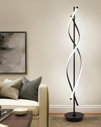 ADISUN 40W LED Remote Control Dimmable Spiral Indoor Tall Floor Lamp for Living Rooms Family Rooms Bedrooms Offices Lighting (Black) - LeafyLoom