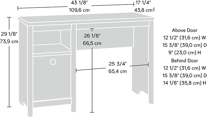 Sauder Dover Edge Home Office Desk, L: 43.15" x W: 17.24" x H: 29.09", Timber Oak - LeafyLoom