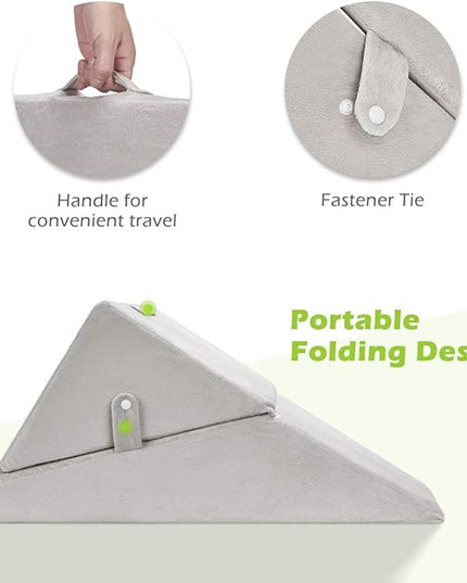 Bed Wedge Pillow, Triangle Adjustable Pillow Wedge, Memory Foam Sleeping Pillow for Legs with Washable Removable Cover, Post Surgery Pillow for Upright Sleeping, Reading, Back Pain - LeafyLoom