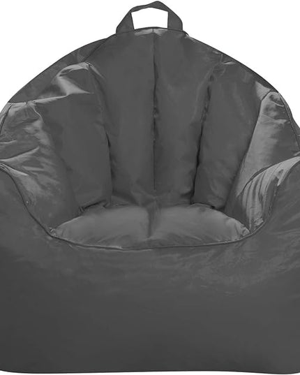 Posh Creations Structured Comfy Bean Bag Chair for Gaming, Reading, and Watching TV, Malibu Lounge, Soft Nylon-Charcoal Gray - LeafyLoom