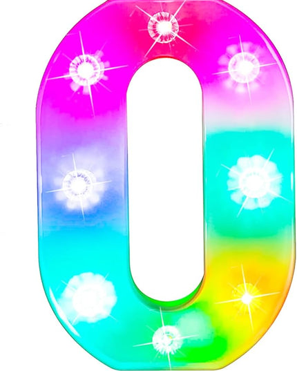 Glintee Light Up Letters Lights, 26 Alphabet Light Up Marquee Letters Sign, Light Up Letters Wedding/Birthday Party Night Light Home Bar Decoration-(Colorful O) - LeafyLoom