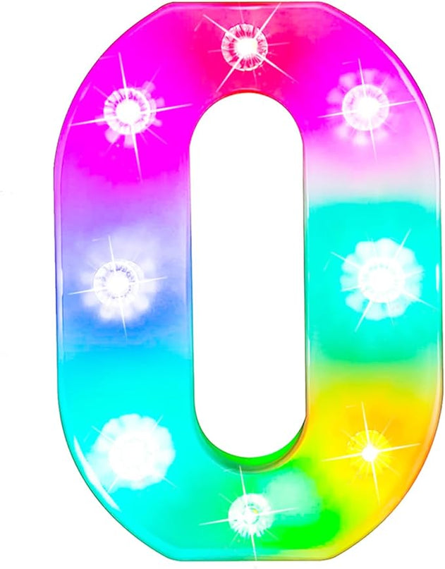 Glintee Light Up Letters Lights, 26 Alphabet Light Up Marquee Letters Sign, Light Up Letters Wedding/Birthday Party Night Light Home Bar Decoration-(Colorful O) - LeafyLoom