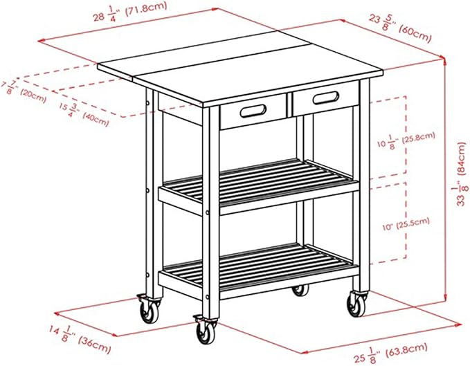 Winsome 94734 Jonathan 2 Drawer Rolling Kitchen Cart in Walnut - LeafyLoom