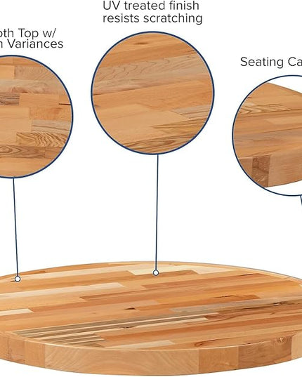 Flash Furniture Mayfair 30" Round Butcher Block Style Table Top, Natural - LeafyLoom