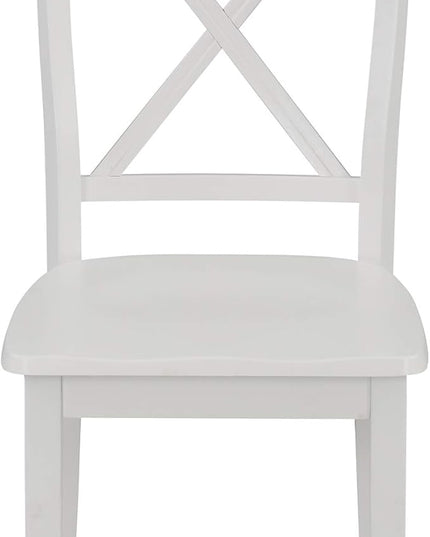 5-Piece Dining Marble-Top Round 4 Comfortable X Back Wood, Elegant Kitchen Table and Chairs Set, Ensemble for Cozy Family Meals, White - LeafyLoom