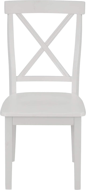 5-Piece Dining Marble-Top Round 4 Comfortable X Back Wood, Elegant Kitchen Table and Chairs Set, Ensemble for Cozy Family Meals, White - LeafyLoom