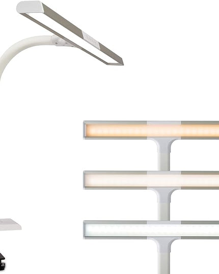 OttLite LED Desk Lamp with Sturdy Clamp - Extra Wide Lighting, Dimmable with 5 Brightness Settings & Energy Efficient Natural Daylight LEDs for Home Office, Computer Desk, Dorms & Workbench - LeafyLoom