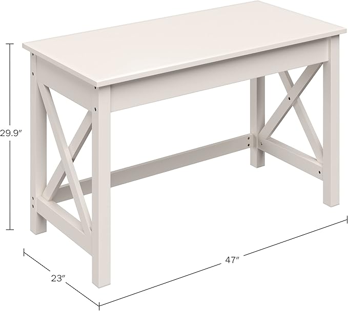 Lavish Home Writing Desk - Work Desk with X-Pattern Legs - for Office, Bedroom, Computer, or Craft Table - Home Office Desks (White) - LeafyLoom
