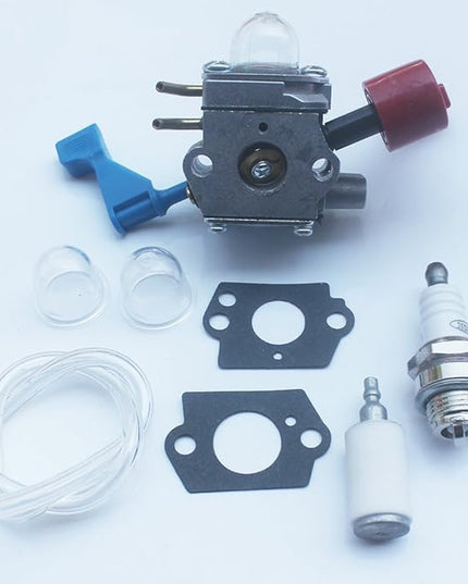 kipa Carburetor with Fuel line Spark plug Gasket kit for Poulan FL1500 FL1500LE Weedeater Sears Craftsman Leaf Blower Replace ZAMA C1U-W12B C1U-W12A Replace Husqvarna OEM # 530071629 - LeafyLoom