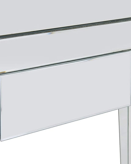 SEI Furniture Glenview Glam Mirrored Writing Desk w/ Drawers, Matte Silver - LeafyLoom