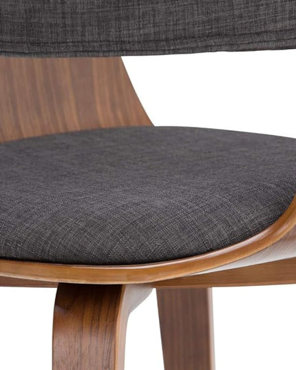SIMPLIHOME Lowell 17 Inch Mid Century Modern Bentwood Dining Chair in Charcoal Grey Linen Look Fabric, For the Dining Room - LeafyLoom