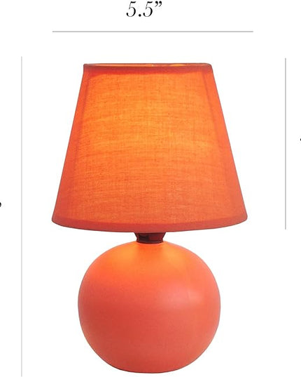 Simple Designs LT2008-ORG Mini Ceramic Globe Table Lamp, Orange (Pack of 18) - LeafyLoom