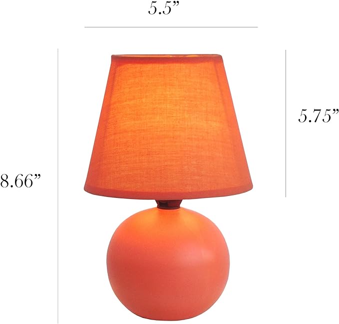 Simple Designs LT2008-ORG Mini Ceramic Globe Table Lamp, Orange (Pack of 18) - LeafyLoom