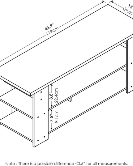 Furinno JAYA TV Stand, French Oak Grey/Black - LeafyLoom