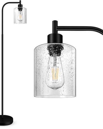 BoostArea Modern Floor Lamp with Seeded Glass Shade, 65 Inches Tall, Energy Efficient, LED Bulb Included, Easy Assembly and Use - LeafyLoom
