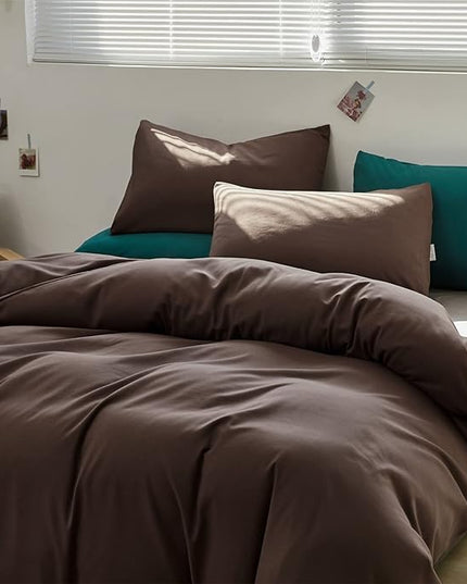 Brown Comforter Set Cal King Coffee Color Bedding Set 3 PCs Solid Chestnut Brown All Season Blanket Set Women Coffee Brown Color Lightweight Comforter Set Cal King Breathable Bed Comforter - LeafyLoom