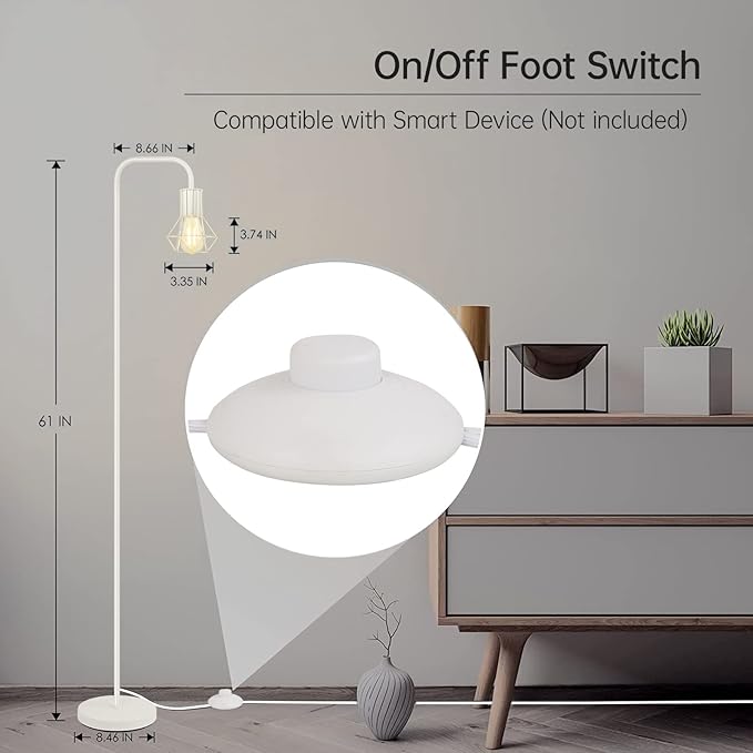 BoostArea Floor lamp,Industrial Floor Lamp,Standing Lamp with 6W LED Bulb,E26 Socket,On/Off Footswitch,Whole Metal,Modern Floor Lamp for Bedroom,Office, Living Room,Rustic,Vintage,Farmhouse - LeafyLoom