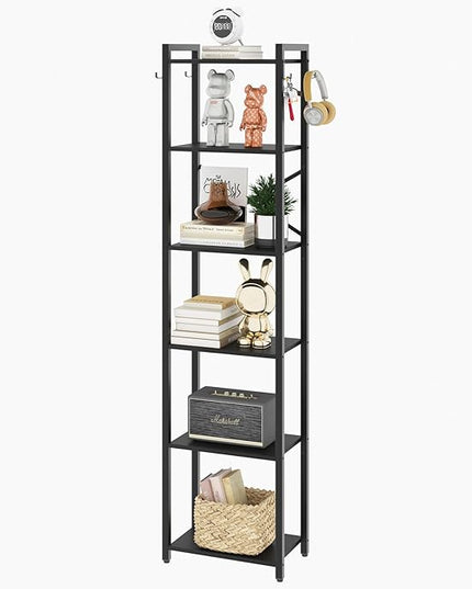 YMYNY Bookshelf, 6-Tier Ladder Shelf Organizer, Narrow Shelving Unit, Corner Storage Racks, Large Capacity Bookcase, for Home Office Living Room Balcony Bathroom, Metal Frame,HBC001B - LeafyLoom